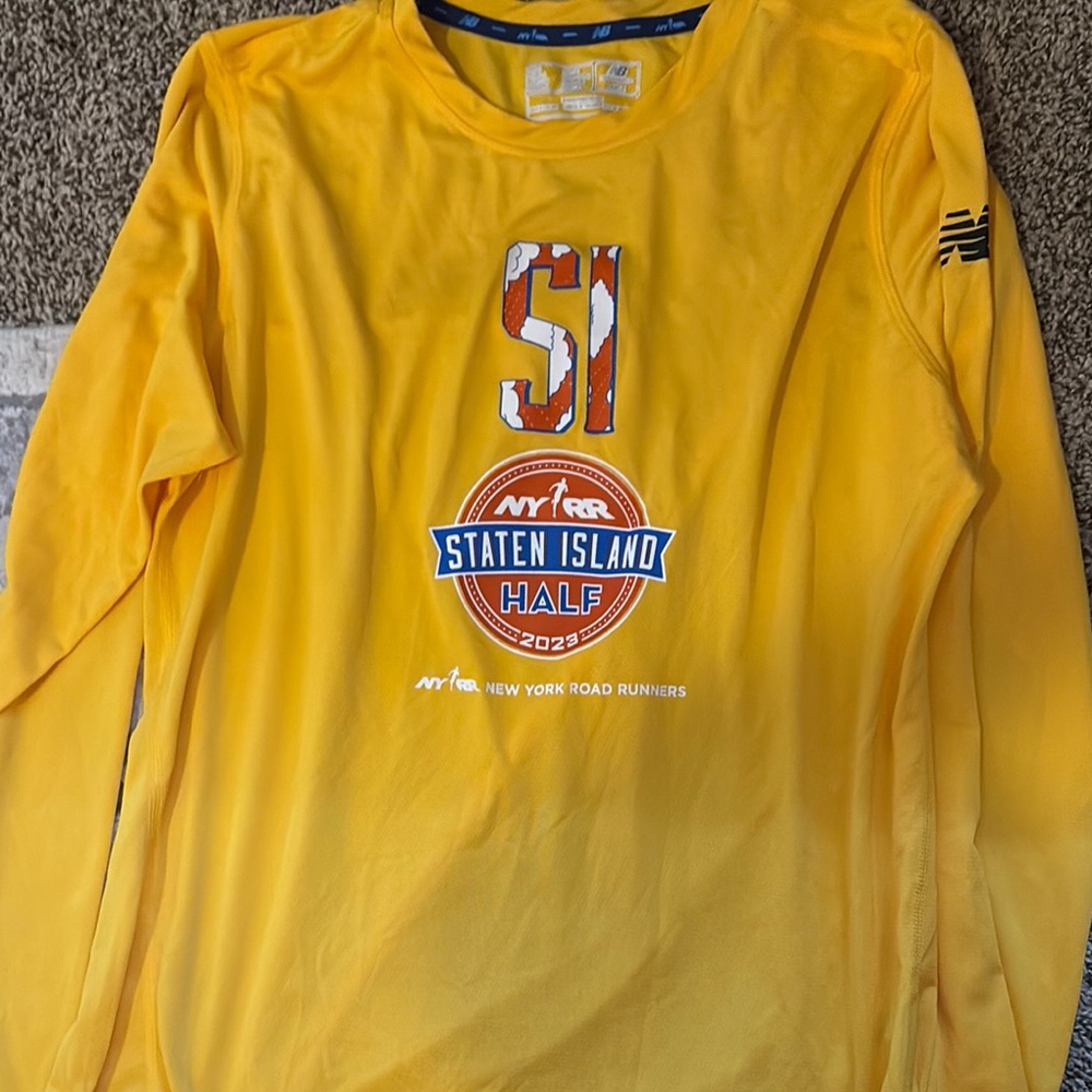 New Balance Bright Yellow Staten Island Half Marathon Shirt
